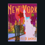 Vintage New York Travel Postcard<br><div class="desc">Vintage New York Travel Postcard. Vintage look amazing New York postcard with the famous skyline and Statue of Liberty and with fully customizabe text "amazing",  "New York",  "New York" and "United States of America". A great NY City souvenir card!</div>
