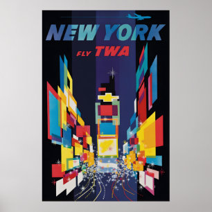 Vintage New York Travel Poster Print, American
