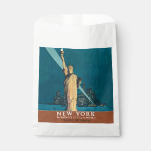Vintage New York Wonder City Statue of Liberty Art Favour Bags
