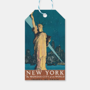 Vintage New York Wonder City Statue of Liberty Art Gift Tags