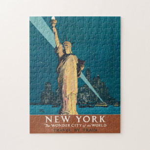 Vintage New York Wonder City Statue of Liberty Art Jigsaw Puzzle