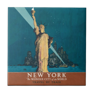 Vintage New York Wonder City Statue of Liberty Art Tile