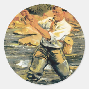 Vintage New Zealand Fishing Classic Round Sticker