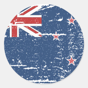 Vintage New Zealand Flag Classic Round Sticker