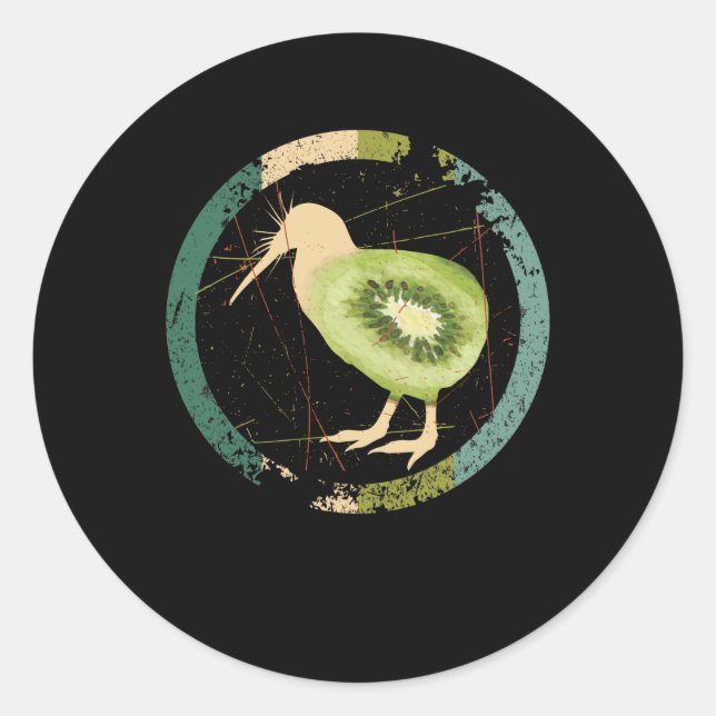 Vintage New Zealand Kiwi Classic Round Sticker (Front)