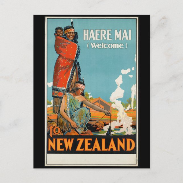 Vintage New Zealand Maori Poster Postcard (Front)