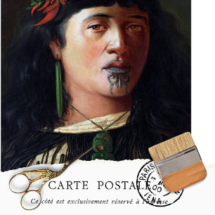 Vintage New Zealand Maori Woman Rustic Texture   Tissue Paper