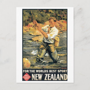 Vintage New Zealand Travel Poster Postcard