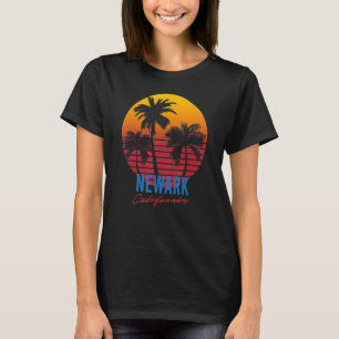 Vintage Newark California Palm Trees Sunset CA Ret T-Shirt
