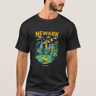 Vintage Newark Delaware Sunset Skyline Cityscape T-Shirt