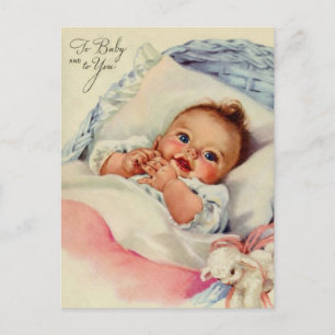 Vintage newborn baby cute postcard