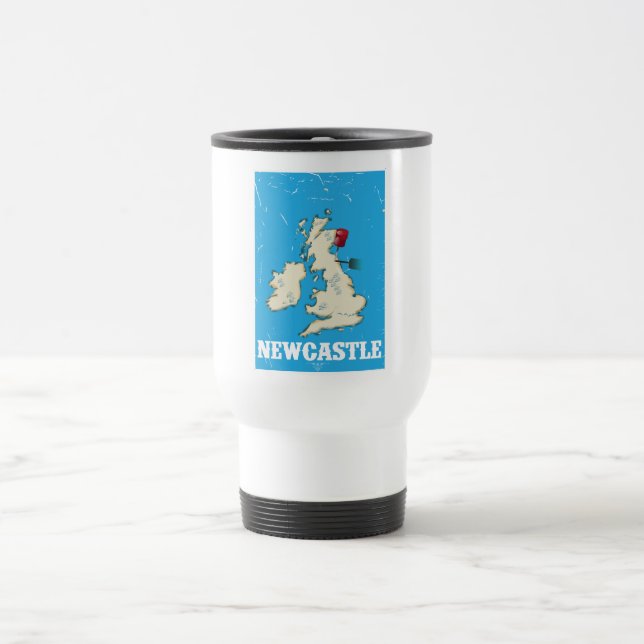 Vintage Newcastle Wales Travel Poster Travel Mug (Center)