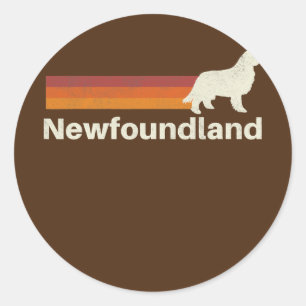 Vintage Newfoundland Retro Mom Dad Dog  Classic Round Sticker