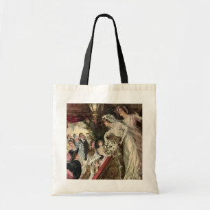 Vintage Newlyweds, Victorian Bride Tossing Bouquet Tote Bag