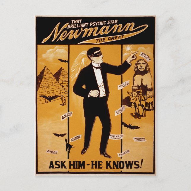 Vintage Newman Psychic Poster Postcard (Front)
