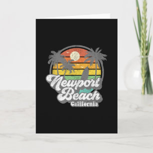 Vintage Newport Beach California Ca Surfing Retro Card