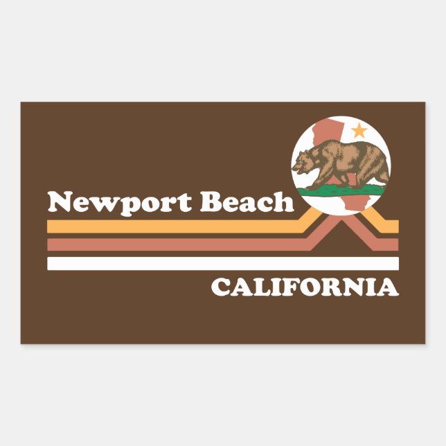 Vintage Newport Beach California Rectangular Sticker (Front)