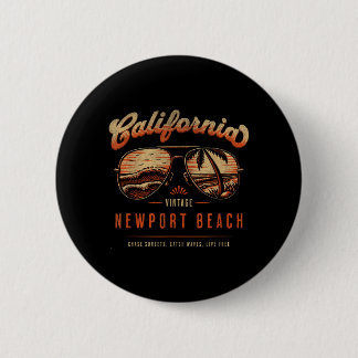 Vintage Newport Beach California Sungles Sunset 6 Cm Round Badge