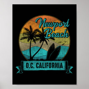 Vintage Newport Beach Orange County California Sur Poster