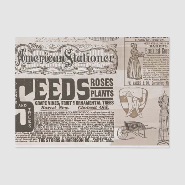 Vintage News Paper Ads 10x15  Decoupage (Front)