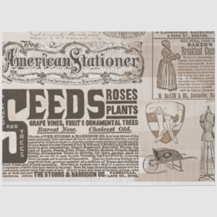 Vintage News Paper Ads 20x30  Decoupage