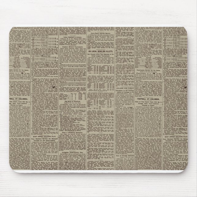 Vintage Newspaper 1902 Mouse Mat (Front)