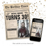 Vintage Newspaper 30th Birthday Fun Custom Photo Invitation<br><div class="desc">Vintage Newspaper 30th Birthday Fun Custom Photo Invitation. A cool and humourous birthday invitation design that looks like a vintage newspaper!  It is customisable and can be used for any age birthday party! Need help with this design template? Contact the design by clicking on the 'Message' button below.</div>