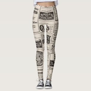Vintage Newspaper Advertisement Leggings
