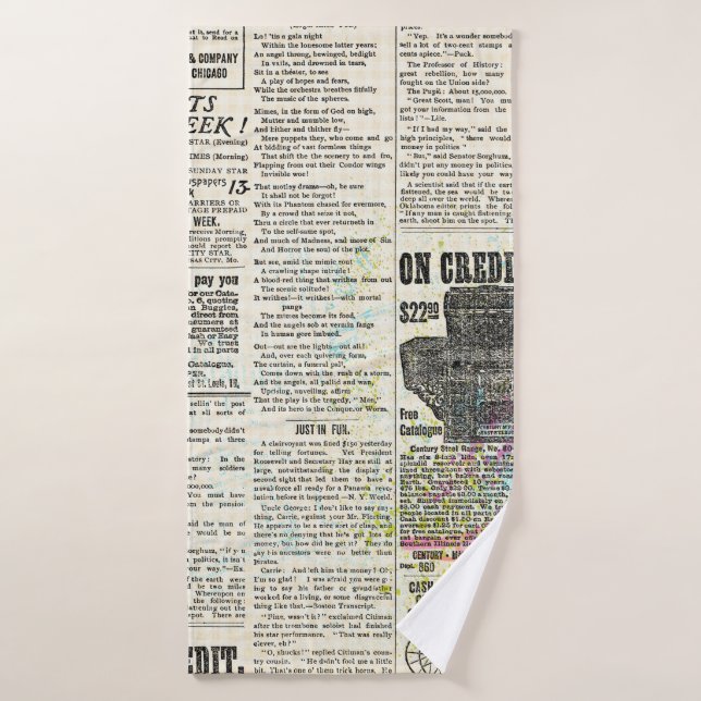 Vintage newspaper advertising bath towel (Bath Towel)