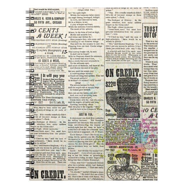 Vintage newspaper advertising notebook (Front)