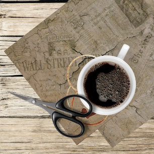 vintage newspaper and morning coffee tissue paper