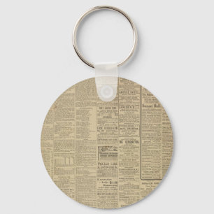 Vintage Newspaper background Key Ring