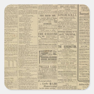 Vintage Newspaper background Square Sticker