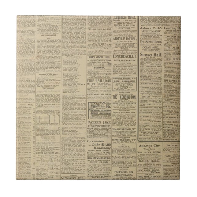Vintage Newspaper background Tile (Front)