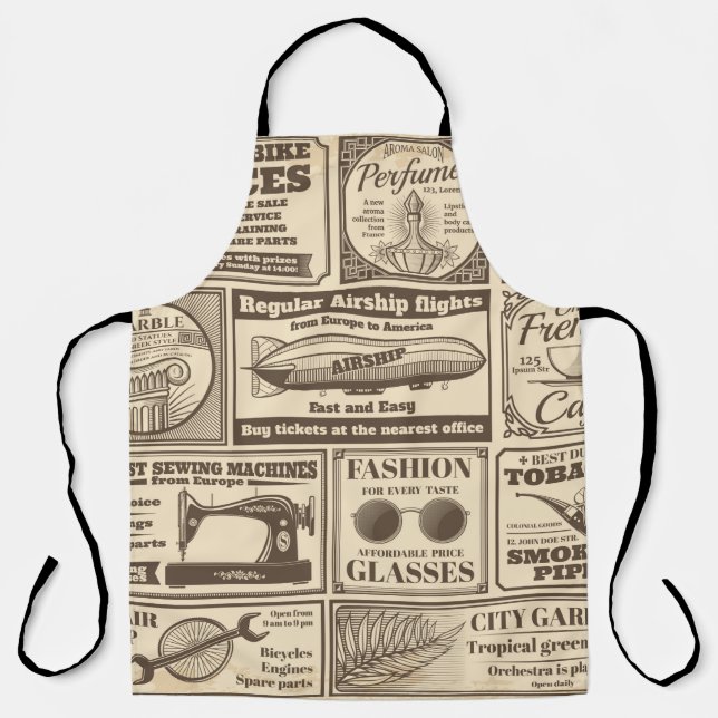 Vintage newspaper banners and advertising labels v apron (Front)
