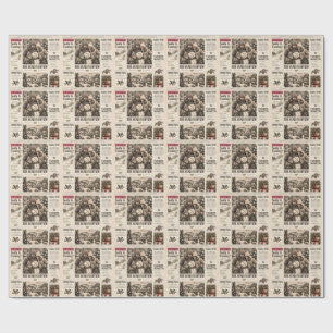 Vintage Newspaper Christmas, Retro Family Holiday Wrapping Paper