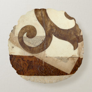 Vintage Newspaper Clipping Round Cushion