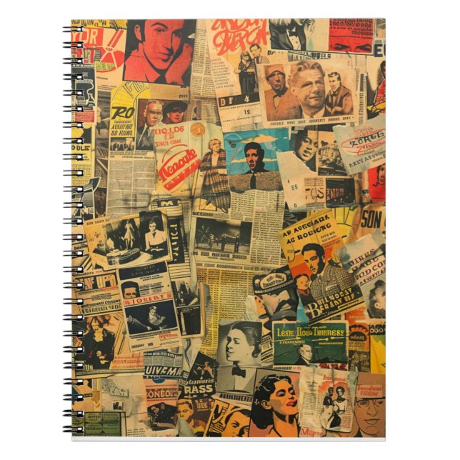 Vintage Newspaper Collage Notebook (Front)