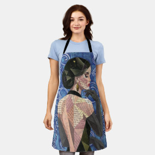 Vintage Newspaper Collage Woman – Artistic Graphic Apron