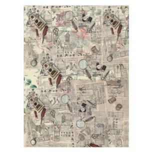 vintage newspaper composition tablecloth