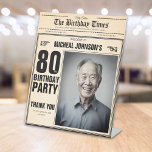 Vintage Newspaper Custom 80th Birthday Welcome Pedestal Sign<br><div class="desc">Vintage Newspaper Custom 80th Birthday Welcome Pedestal Sign. A cool and humourous birthday Welcome Sign that looks like a vintage newspaper!  It is customisable and can be used for any age birthday party! Need help with this design template? Contact the design by clicking on the 'Message' button below.</div>