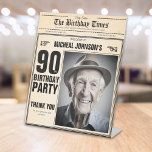 Vintage Newspaper Custom 90th Birthday Welcome Pedestal Sign<br><div class="desc">Vintage Newspaper Custom 90th Birthday Welcome Pedestal Sign. A cool and humourous birthday Welcome Sign that looks like a vintage newspaper!  It is customisable and can be used for any age birthday party! Need help with this design template? Contact the design by clicking on the 'Message' button below.</div>