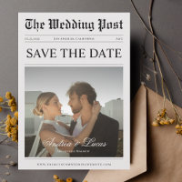 Vintage Newspaper Custom Photo Save the Date