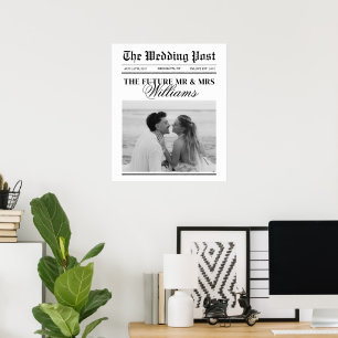 Vintage Newspaper Custom Wedding Photo Poster