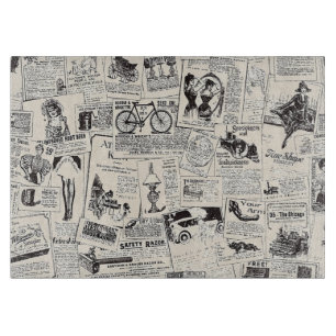 Vintage Newspaper   Cutting Board