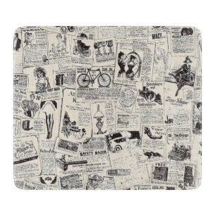 Vintage Newspaper   Cutting Board