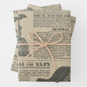 Vintage Newspaper design Wrapping Paper Sheet