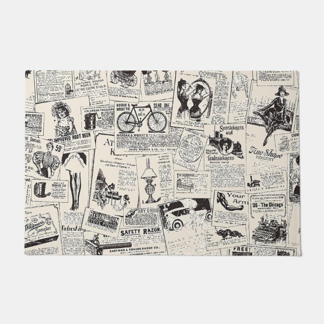 Vintage Newspaper  Doormat (Front)