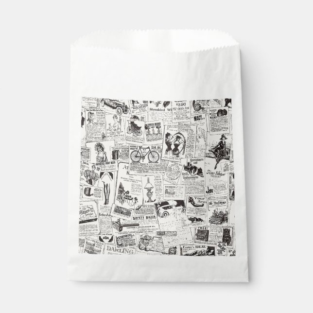 Vintage Newspaper   Favour Bags (Front)