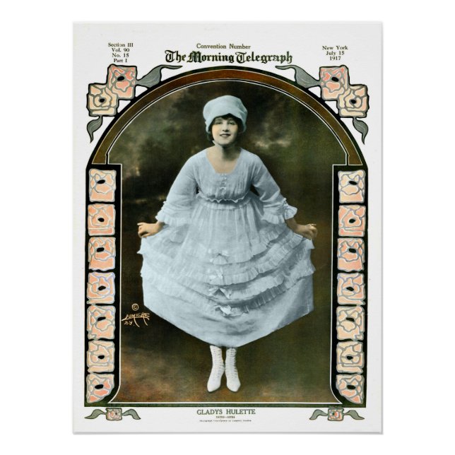 Vintage Newspaper Full Page Photo of Gladys Hulett Poster (Front)